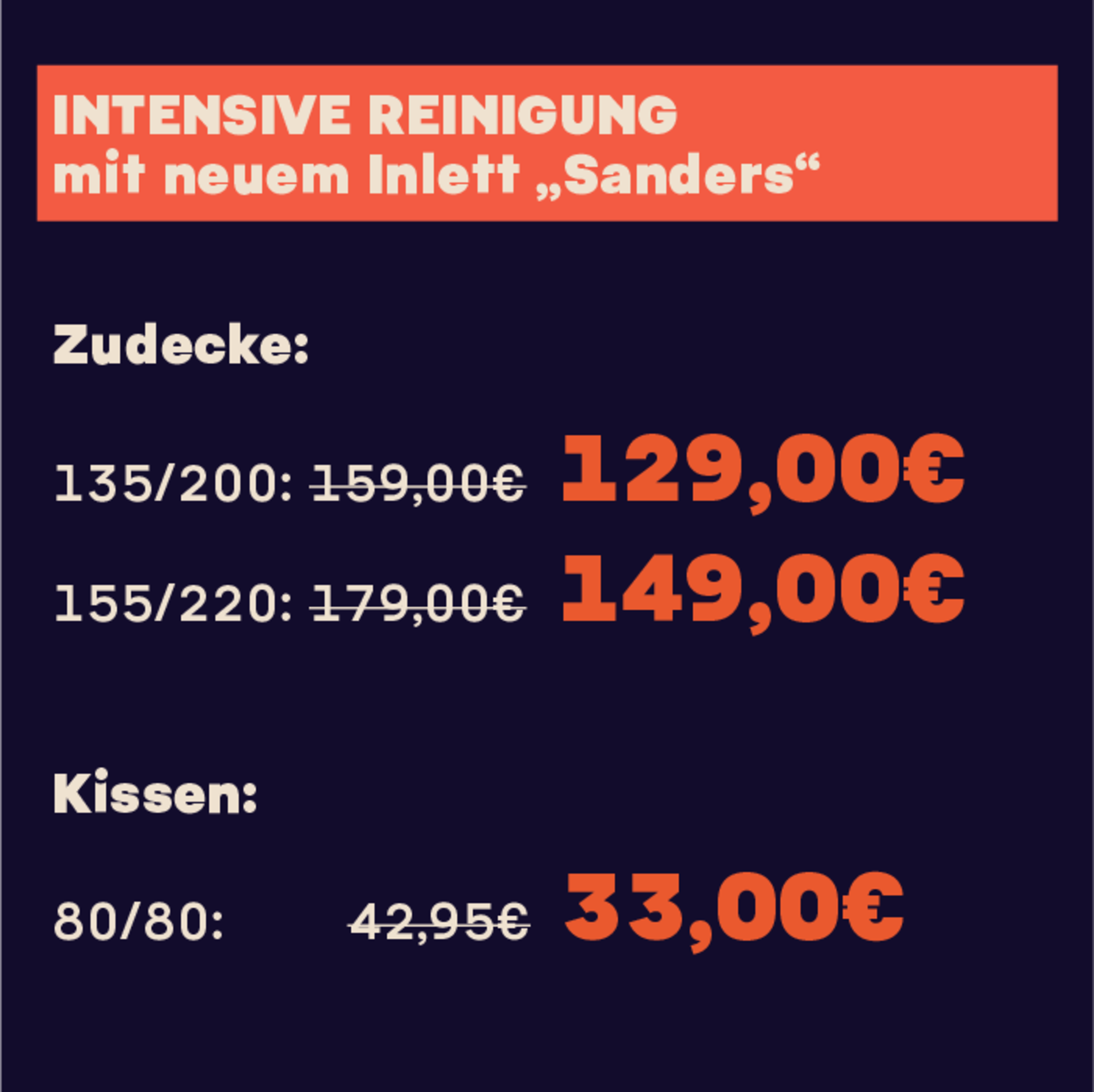 Reinigungsaktion Preise großer Service mit neuem Inlett von Sanders-Kaufmann