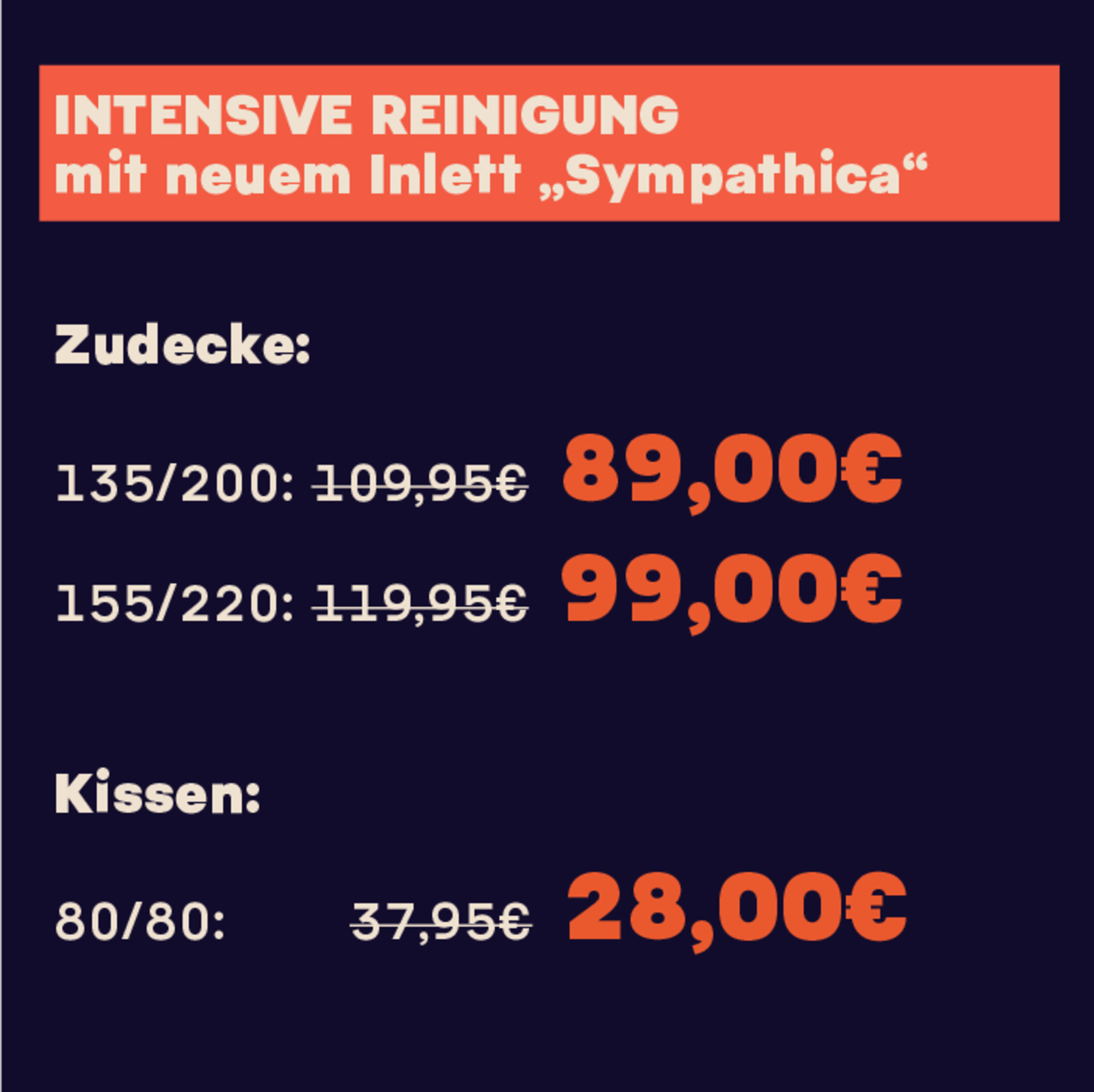 Reinigungsaktion Preise großer Service mit neuem Inlett von Sympathica